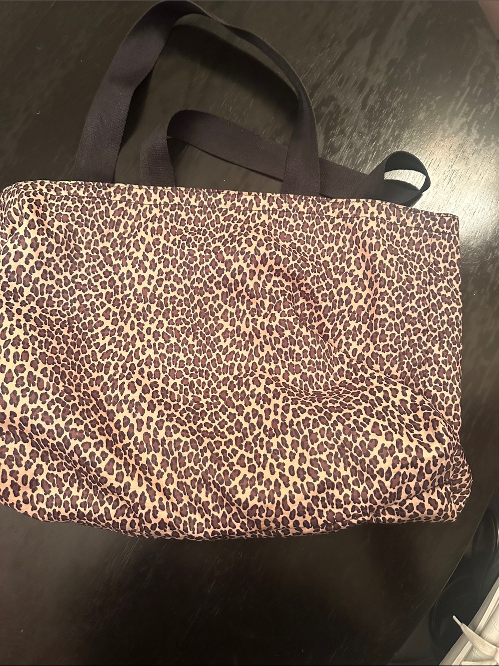 LE SPORTSAC VINTAGE Y2K CHEETAH PRINT XL TOTE NYLON WASHABLE W/ ZIP POCKET - Picture 4 of 7